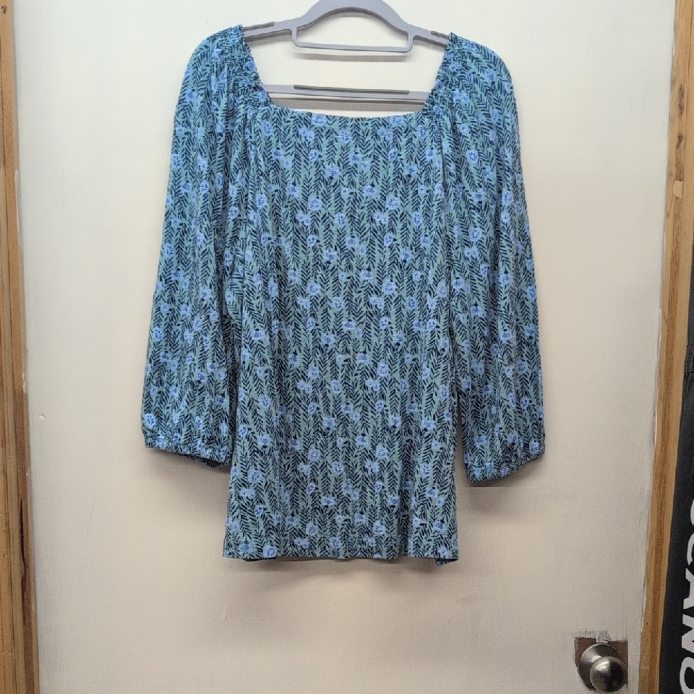 Style & Co. Blue Patterned Blouse